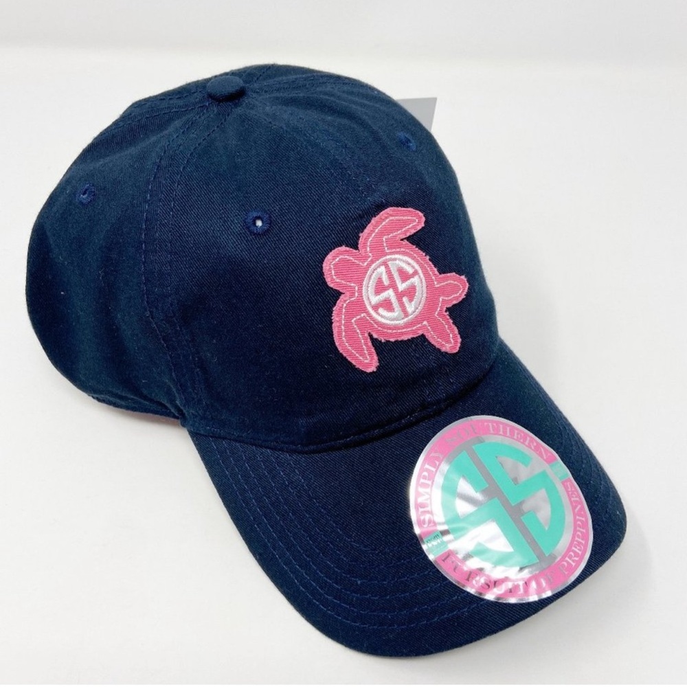 SIMPLY SOUTHERN Preppy Navy Hot Pink Turtle Baseball Cap Hat